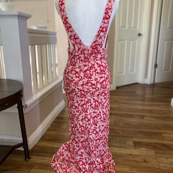 Free People Red and White Floral Midi Dress - Picture 12 of 16